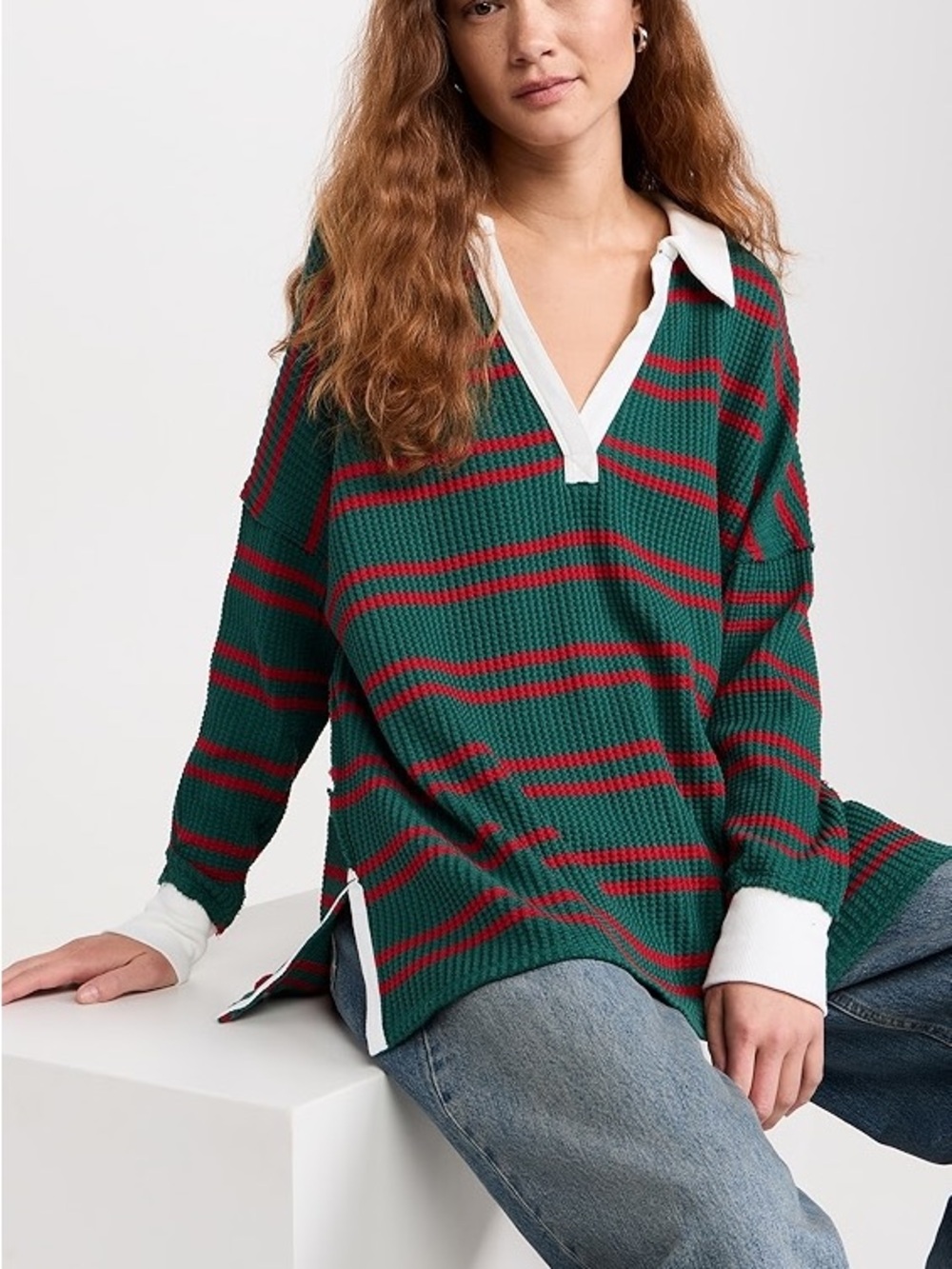 Free People Travis Tee Striped Polo